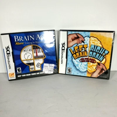 Sealed Nintendo DS Lot: Brain Age 2 & Left Brain Right Brain Homeschool Edu Game - Image 1 of 4