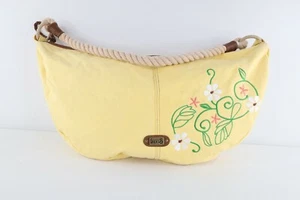 Vintage 90s Levis Spell Out Roped Canvas Floral Hobo Handbag Purse Tote Yellow - Picture 1 of 12