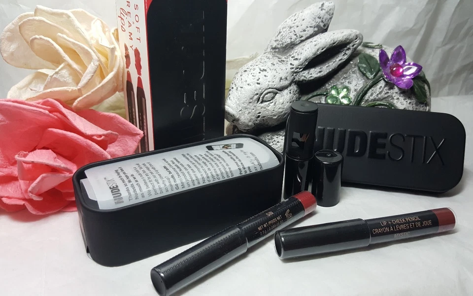 NUDESTIX 2 Creamy Lipstick Blush Mystic Sin Nude Lips & Cheek Sharpener Tin