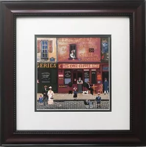 Michel Delacroix "Chez Clovis" Framed Lithograph Art France Paris Street Scene - Picture 1 of 3
