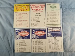 Lot of 6 Vtg Carson & Barnes Circus Route Cards 1973 1980 1986 1995 1998 2000 - Picture 1 of 8