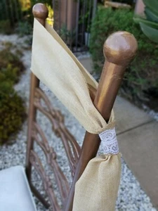 Wedding Chair Pew Decorations burlap rustic - Picture 1 of 3