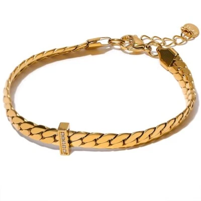 Bracciale Rigido da donna In Acciaio E Strass Colore Argento, Oro - Immagine 1 di 4