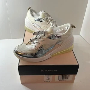 BCBGeneration Weddi Metallic Wedge Sneakers size 8.5New in the M - Picture 1 of 6