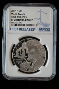 2016 Mark Twain Commemorative Proof Silver $1 NGC PF-70 UC First Releases - Picture 1 of 2