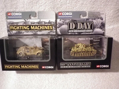 Corgi Fighting Machines Kubelwagen CS90080 & D-Day Panzer IV Tank CS90201 - Image 1 of 4
