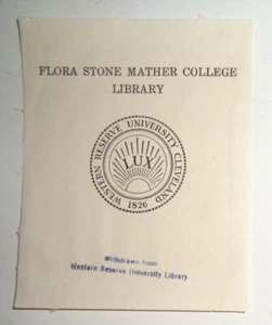Flora Stone Mather College Library Bookplate (Western Reserve Univ) - circa 1903 - Picture 1 of 2