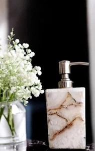 Exquisito dispensador de jabón de piedra de cuarzo blanco de 5" - Perfecto para decoración del hogar de alta gama - Imagen 1 de 7