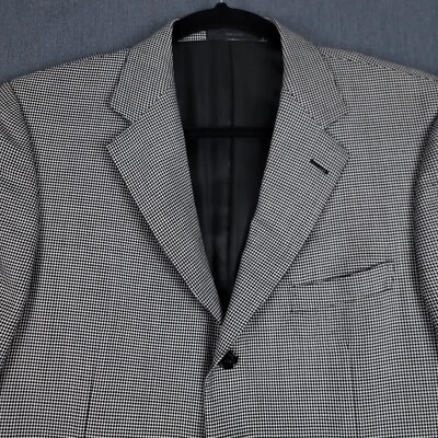 Ermenegildo Zegna Mens 52 US 42 Blazer Black White Wool Houndstooth 15 MilMil 15 - Image 1 of 4