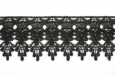 Guipur 3" Blanco Negro Marfil Gris Dorado 19 Colores Floral Venecia Encaje por Yarda Foto 1 de 4