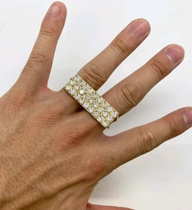 Anillo unisex con detalles de diamantes blancos de doble dedo tratado certificado de 2,40 quilates.925 - Imagen 1 de 8