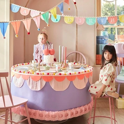 Meri Meri Happy Birthday Party Fabric Pennant Banner 7.5'/11' W/ Cord Decoration - Image 1 of 4