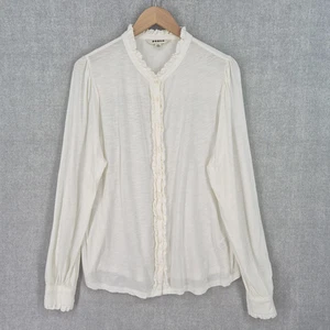 Boden Blusenshirt Damen 16-18 weiß Rüschenbesatz Knopfleiste Langarm - Bild 1 von 20