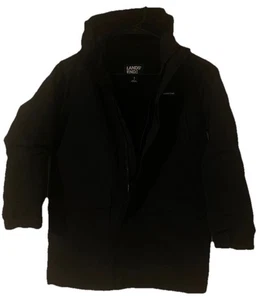 Lands' End Kid's Sz S (8) Squall Waterproof/Windproof Black Parka Jacket/Coat - Picture 1 of 5