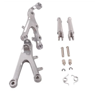 Front Rider Foot Pegs Footrest Brackets Silver For Yamaha YZF R6 2006-2011 - Imagem 1 de 4