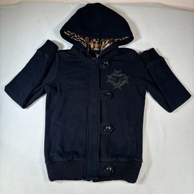Sudadera con capucha vintage Y2K Fox Racing Riders guepardo piel sintética cremallera para mujer pequeña gótica Foto 1 de 4