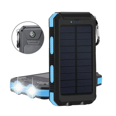 Banco de energía solar cargador 20000 mAh USB cargador portátil para teléfono celular azul Foto 1 de 4