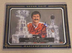BERNIE PARENT SIGNIERT 2008-09 UPPER DECK MASTERPIECES JUMBO AUTO KARTE mit JSA COA - Bild 1 von 2