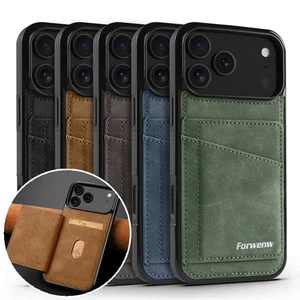 For iPhone 17 Pro Max Air 15 14 13 12 Leather Hybrid Card Slot Holder Case Cover - Foto 1 di 10