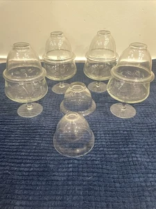 Set Of 4 Vintage Etched 2 pc Shrimp Cocktail Caviar Chiller Glasses🍤 - Picture 1 of 11