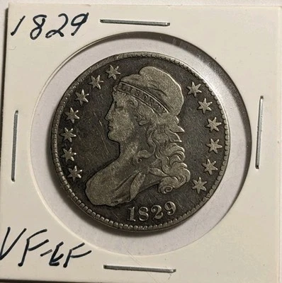 Medio dólar de plata busto tapado 1829 ---- Moneda en buen estado ---- #461D Foto 1 de 4