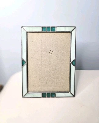 Malden Int. Stained Glass Blue & Green Photo Picture Frame 5x7 - Image 1 of 4
