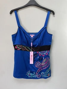 Monsoon strappy embellished embroidered lined silk top blue mix 12 RRP£55 - Picture 1 of 12
