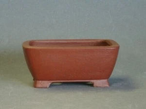 Japanese Bonsai Pot Tokoname SHIBAKATSU 4.2"(10.6cm) Brown Rectangle G358 - Picture 1 of 4