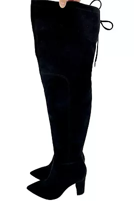 Marc Fisher Ulona черная ткань замши над колена ботинки SZ 6,5 $249 SH08 - Изображение 1 из 4