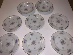 Normandy China Violetta Salad Plates Bowls Purple Flowers Violets Lot Of 8 Pcs - Picture 1 of 7
