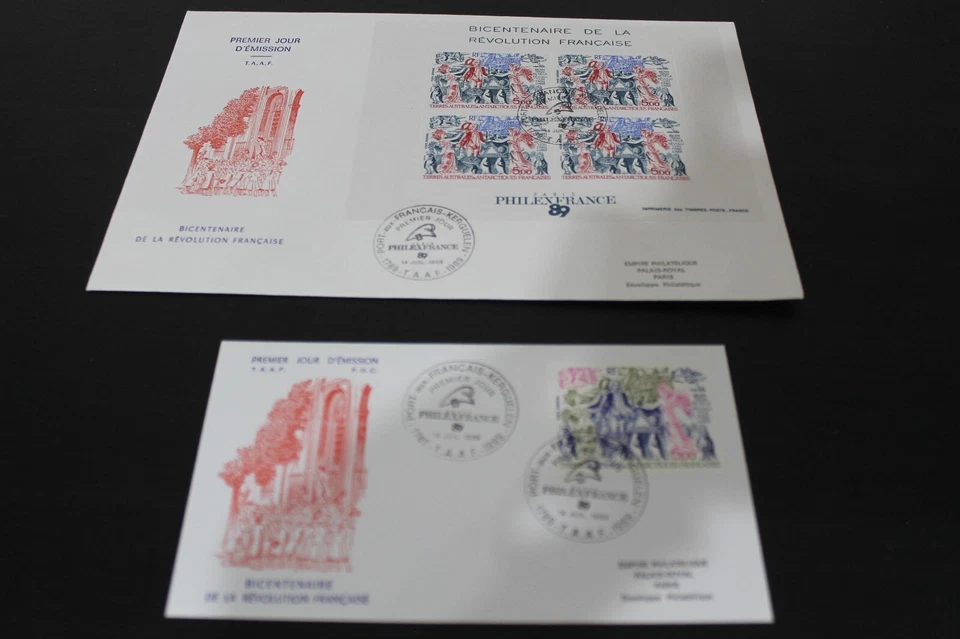1989 FRENCH ANTARCTIC AIR BICENTENARY OF FRENCH REVOLUTION PHILEX FDC COVER SET - Image 1 of 1