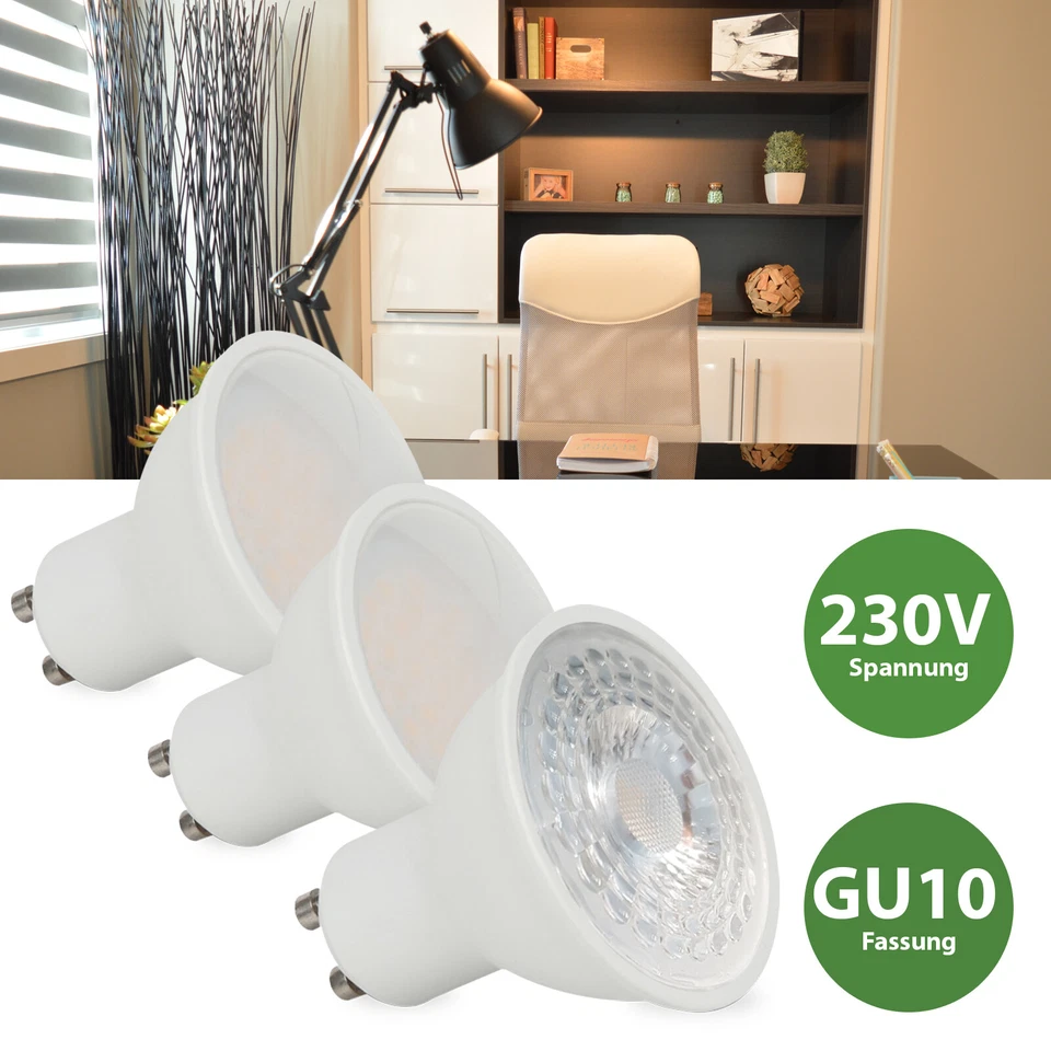 LED Leuchtmittel Lampen 1,2W 5W 6,5W dimmbar warmweiß kaltweiß SMD COB GU10 230V - Bild 1 von 1