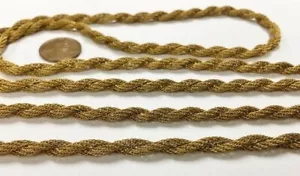 32 INCHES VINTAGE SOLID BRASS BRAIDED ROUND MESH TUBE FANCY 5mm. WIDE CHAIN D404 - Picture 1 of 3