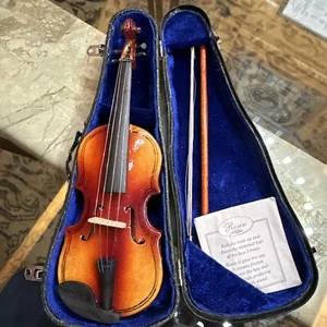 Authentic Miniature 7" Violin with Bow, Rosin Circa 1960's Comes in Mini Case - Picture 1 of 20