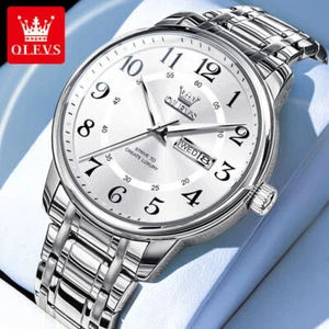 OLEVS Quartz Watch Calendar Stainless Steel Waterproof Men's Wristwatches - Picture 1 of 16