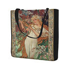 Art Nouveau Lady As Spring By Mucha Double Sided Custom Tote Bag