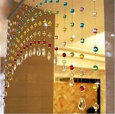 Acrylic Crystal Strings Bead Curtain with Original Glass Drop- Set of 10 - Image 1 of 4