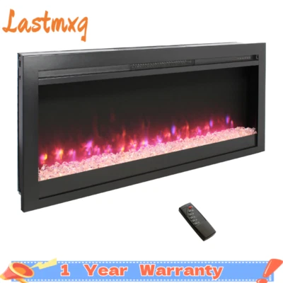 44 Inches Ultra-Thin Electric Fireplace Wall-Mounted & Recessed Fireplace Heater - Image 1 of 4