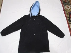1980's Liz Clayborne Hooded, Lined, 3 Pocket Black Zip & Snap Front Jacket, MINT - Picture 1 of 17
