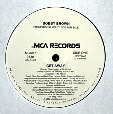 BOBBY BROWN "Get Away" 1992 MCA PROMO 12" (1-day ship/EX/VPI clean/6 MIXES) - Image 1 of 4
