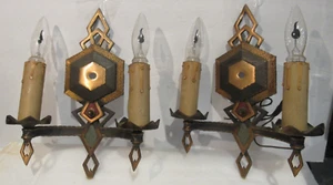 Apliques de pared vintage Art Deco Revival Edison aspecto cobre 2 velas 13,5" - Imagen 1 de 19