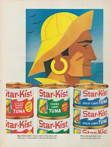 1959 STAR-KIST TUNA Sailor Ear Ring Family Size Solid Pack Light Print Ad - Picture 1 of 1