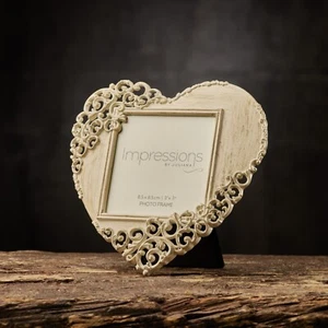 Vintage Style Rustic Metal Lace Heart Photo Frame 3 x 3 New Boxed FS18533 - Picture 1 of 3