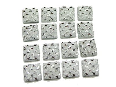 200 piezas cabujones cuadrados de diamantes de imitación de acrílico con respaldo plano plateado brillante 10 mm