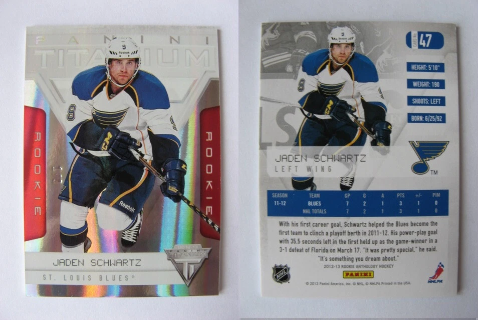 2012-13 Panini Rookie Anthology Titanium Rookies #47 Jaden Schwartz 1/9 TRUE RC Foto 1 de 1