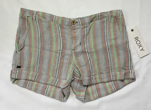 NWT Women's Roxy Distant Sun Striped Cuffed Shorts-Size 26 - Picture 1 of 3