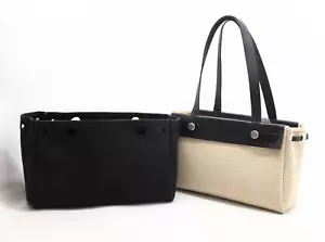 Authentic HERMES Herbag Cabas PM Tote Bag Shoulder Bag Canvas Square H - Picture 1 of 24