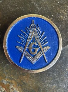 VINTAGE FREIMAURER BEMALTE MESSING GÜRTELSCHNALLE INNOVATOR INKL. KY KOMPASS SYMBOL - Bild 1 von 7