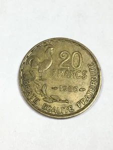 Monnaie France 20 Francs Georges Guiraud 3 Faucilles1950 (8-19/N1) - Imagen 1 de 3