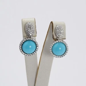 ORECCHINI IN ARGENTO 925 CON ZIRCONI E PASTA DI TURCHESE AGHT 0700 - Foto 1 di 3